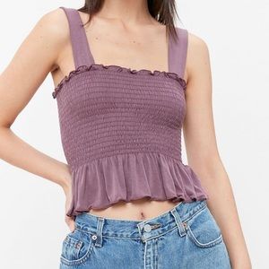 Urban Outfitters Purple Smocked Peplum Tank
